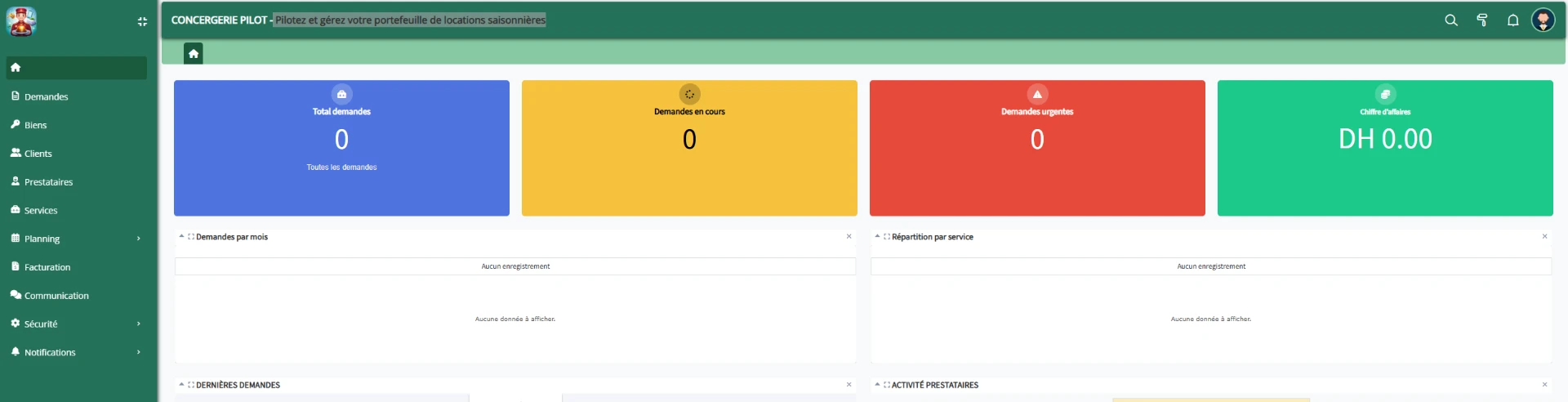 Interface de ConciergeriePilot