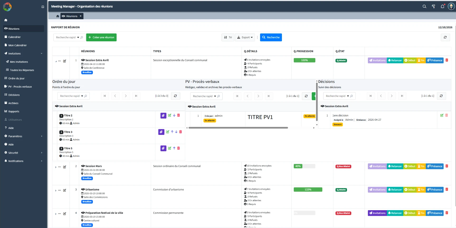 Interface de MeetingPilot